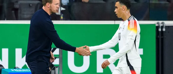 Bundestrainer Nagelsmann bedauert die Verletzung von Jamal Musiala sehr. - © Tom Weller/dpa