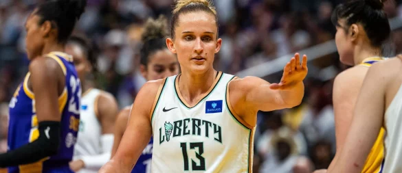 Leonie Fiebich ist mit dem Titelverteidiger New York Liberty sicher in den WNBA-Playoffs. - © Maximilian Haupt/dpa