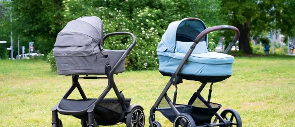 Der «Nuna Demi next» (l) und der «Cybex Ballos S Lux» sind mit der Note 2,8 die Testsieger unter den Kombi-Kinderwagen. - © Stiftung Warentest/dpa-tmn