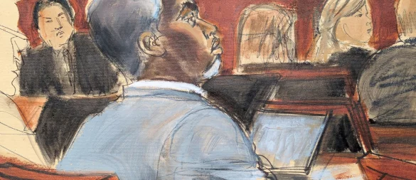 Die Gerichtszeichnung zeigt Sean «Diddy» Combs, der den Eröffnungsplädoyers am ersten Verhandlungstag vor dem Bundesgericht in Manhattan zuhört. (Archivfoto) - © Elizabeth Williams/AP/dpa