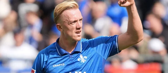 Isac Lidberg jubelt für Darmstadt. - © Marc Schüler/dpa