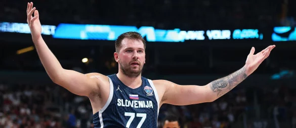 Luka Doncic war mit vielen Pfiffen der Schiedsrichter nicht einverstanden. - © Matthias Stickel/dpa