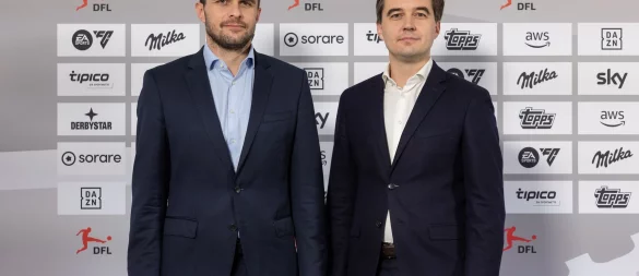 Marc Lenz und Steffen Merkel stehen bis Ende 2029 weiter an der Spitze der Deutschen Fußball Liga. - © Jürgen Kessler/dpa