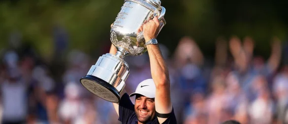 Scottie Scheffler holte sich bei der PGA Championship den dritten Major-Sieg seiner Karriere. - © George Walker IV/AP/dpa