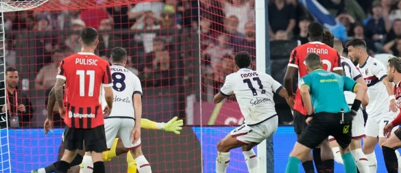 Der entscheidende Moment: Dany Ndoye erzielt das 1:0 gegen Mailand. - © Gregorio Borgia/AP/dpa