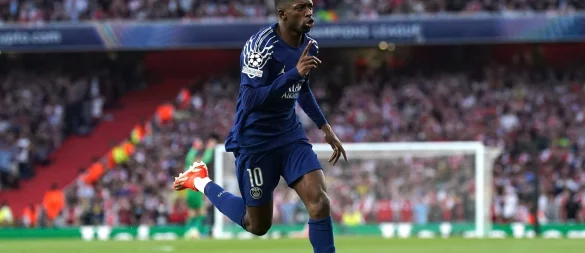 Brachte Paris früh in Führung: Ousmane Dembélé. - © Adam Davy/PA Wire/dpa