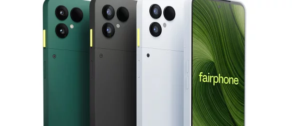 Eine Neuerung beim neuen Fairphone ist der zitronengelbe Schalter «Moments», der den Digital-Detox-Modus aktiviert. - © Fairphone/dpa-tmn