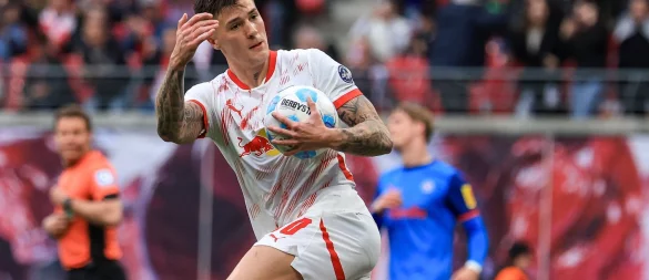 Leipzigs Spieler Benjamin Sesko wird nach einer Einigung beider Vereine wohl zu Manchester United wechseln. - © Jan Woitas/dpa