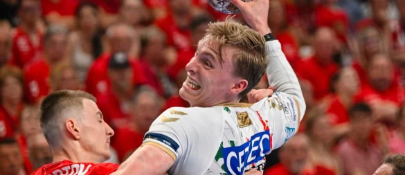 Magdeburgs Gisli Kristjansson im Viertelfinal-Rückspiel in Veszprém. - © Tamas Vasvari/MTI/AP/dpa