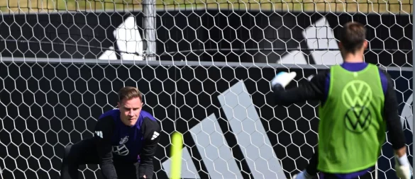 Zurück im DFB-Tor: Marc-André ter Stegen beim Training der Nationalmannschaft. - © Federico Gambarini/dpa