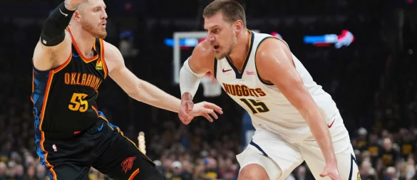 Isaiah Hartenstein und die Oklahoma City Thunder hatten die Nuggets um Nikola Jokic komplett unter Kontrolle. - © Kyle Phillips/AP/dpa