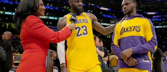 LeBron James spielt bei den Los Angeles Lakers mit seinem ältesten Sohn Bronny James. (Archiv-Foto) - © Eric Thayer/AP/dpa