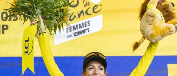 Pauline Ferrand-Prevot sichert sich den Tour-Gesamtsieg. - © Jean-Christophe Bott/KEYSTONE/dpa