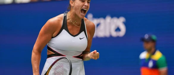 Aryna Sabalenka schaffte nach Problemen im ersten Satz am Ende souverän den Zweitrunden-Einzug. - © Kirsty Wigglesworth/AP/dpa