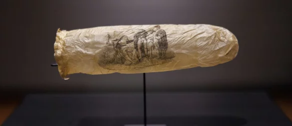 Das Kondom aus dem Jahr 1830 ist mit einer erotischen Zeichnung versehen. - © Kelly Schenk/Rijksmuseum/AP/dpa