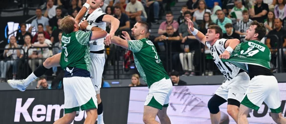 Die Füchse Berlin haben im Duell mit dem THW Kiel zum zweiten Mal den Supercup gewonnen. - © Sven Hoppe/dpa