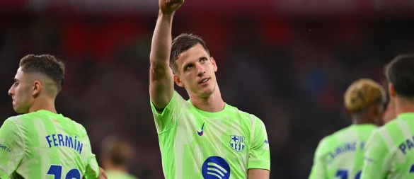 Noch darf Dani Olmo jubeln. (Archivfoto) - © Miguel Oses/AP/dpa