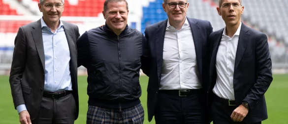 Finanzvorstand Michael Diederich (r) könnte Medienberichten zufolge den FC Bayern zeitnah verlassen. - © Sven Hoppe/dpa