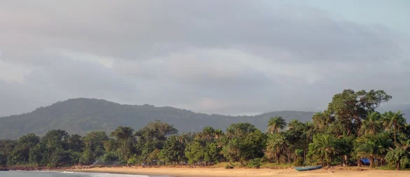 Unweit von Freetown liegen Traumstrände wie der Black Johnson Beach. - © Julian Hilgers/dpa-tmn