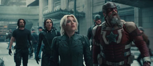 Florence Pugh (3. von links) spielt eine Auftragskillerin. - © Marvel Studios/2024 MARVEL/Disney+/dpa