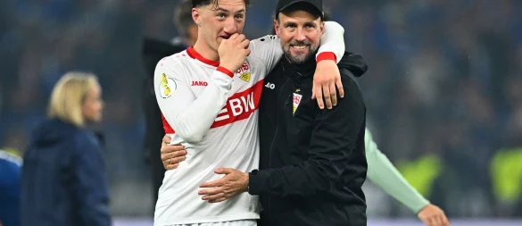 Angelo Stiller (l.) weiß noch nicht, ob er für die Nationalmannschaft fit sein wird. - © Tom Weller/dpa