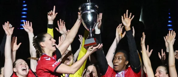 Solche Jubelbilder wird es vom deutschen Meister und Pokalsieger HB Ludwigsburg nicht mehr geben. - © Marijan Murat/dpa