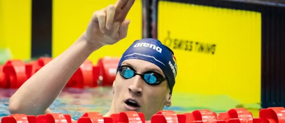 Als Olympiasieger und Weltrekordhalter zur WM: Lukas Märtens will wieder angreifen. - © Christoph Soeder/dpa