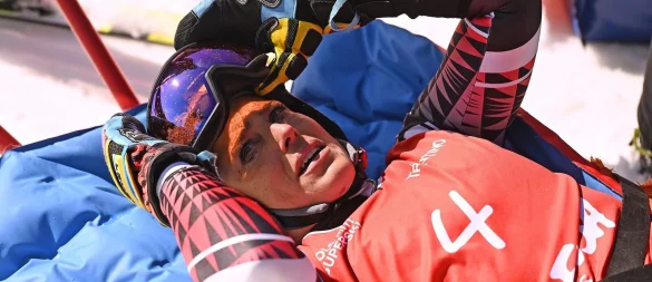 Verhängnisvoller Sturz: Federica Brignone im April in Val di Fassa. (Archivbild) - © Elvis Piazzi/AP/dpa