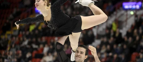 Minerva Hase (oben) und Nikita Volodin haben den Grand Prix in Finnland für sich entschieden. - © Vesa Moilanen/Lehtikuva/dpa