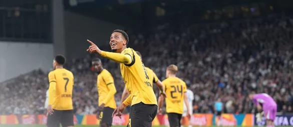 Grund zum Jubeln: Felix Nmecha war der Matchwinner. - © Marcus Brandt/dpa