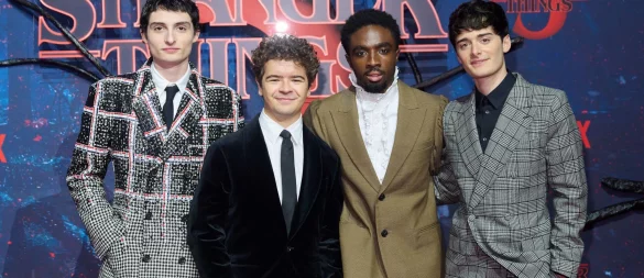 Zum Fan-Event in Berlin kamen einige der Hauptdarsteller von «Stranger Things»: Finn Wolfhard, Gaten Matarazzo, Caleb McLaughlin und Noah Schnapp (von links nach rechts). (Archivbild) - © Annette Riedl/dpa