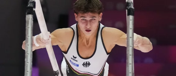 Einziger deutscher Turner in einem WM-Finale: Timo Eder. - © Dita Alangkara/AP/dpa