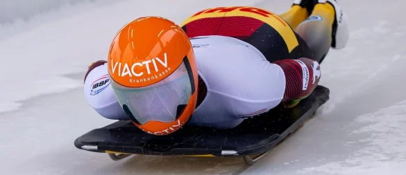 Peking-Olympiasieger Christopher Grotheer aus Deutschland kam bei der Skeleton-Premiere im Eiskanal von Cortina auf Rang 15. (Archivbild). - © David Inderlied/dpa