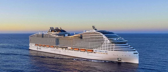 Kapazitätswunder: Die 333 Meter lange «MSC World Asia» bietet Platz für bis zu 6.758 Passagiere. - © MSC Cruises/dpa-tmn