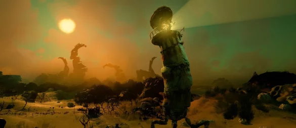 Wackelige Gehversuche: Am Anfang stolpert der Leuchtturm mit seinen neuen Beinen noch etwas unbeholfen durch die Landschaft. - © Double Fine Productions/Microsoft/dpa-tmn