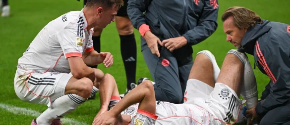 Harry Kane hat sich beim Bayern-Sieg in Frankfurt offenbar nicht schwerer verletzt. - © Arne Dedert/dpa
