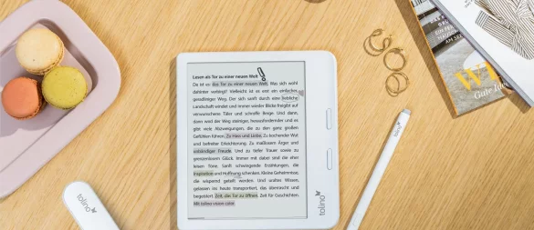 Die neue Tolino Flip-Fernbedienung ermöglicht Blättern im E-Book, ohne den Reader in den Händen halten zu müssen. - © Tolino/dpa-tmn