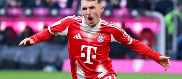 Lennart Karl jubelt nach seinem Tor gegen Freiburg. - © Sven Hoppe/dpa