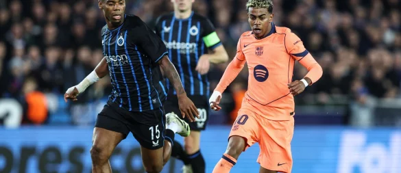 Yamal (rechts) rettete Barcelona einen Punkt in Brügge. - © Bruno Fahy/Belga/dpa