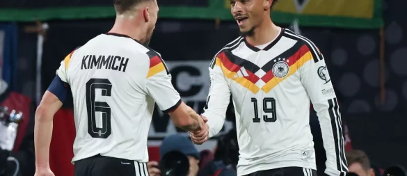 WM-tauglich: Kimmich und Sané beim 6:0. - © Jan Woitas/dpa