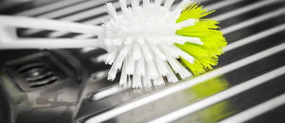 Spülbürsten bieten Keimen weniger Lebensraum: Nach dem Spülen trocknen die Borsten schneller als Schwämme. - © David-Wolfgang Ebener/dpa/dpa-tmn