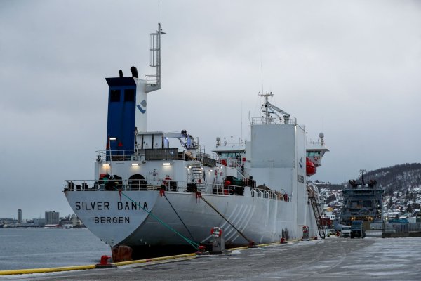 Das Schiff «Silver Dania» wurde für Ermittlungen in den Hafen von Tromsø gebracht. - © Rune Stoltz Bertinussen/NTB/dpa