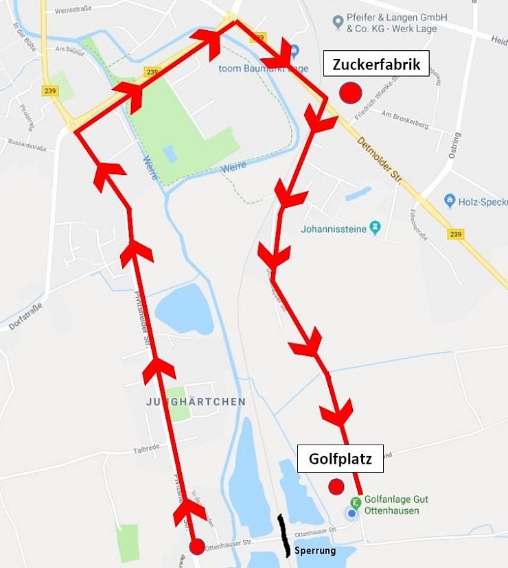Die Umleitung auf einen Blick. - © Screenshot PDF/Fam. Wallbaum/Satdt Lage