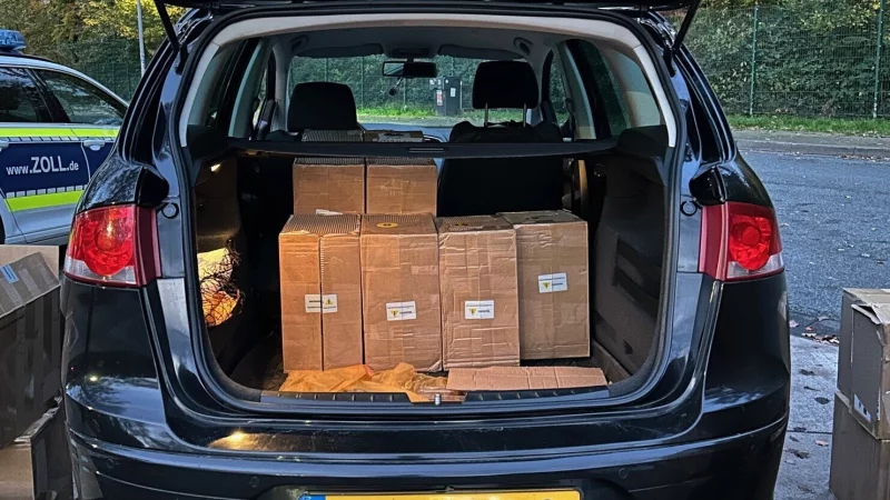 Die Bielefelder Z&ouml;llner fanden 28 Kartons voller unversteuerter sowie illegaler Vapes. - &copy; Foto: Hauptzollamt Bielefeld