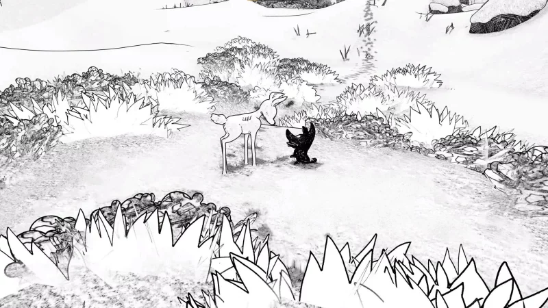 Ein Rehkitz und ein Wolfsjunges haben in einem Schneesturm ihre Familien verloren. Nur gemeinsam k&ouml;nnen sie zu ihnen zur&uuml;ckfinden. - &copy; Casus Ludi