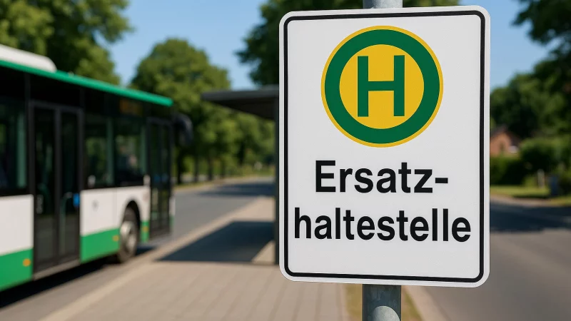 Bis zur Fertigstellung der Haltestelle Knickweg werden die Fahrg&auml;ste gebeten, die Haltestelle Ortsmitte zu nutzen. - &copy; KI-generiertes Symbolbild: Gemeinde Schlangen