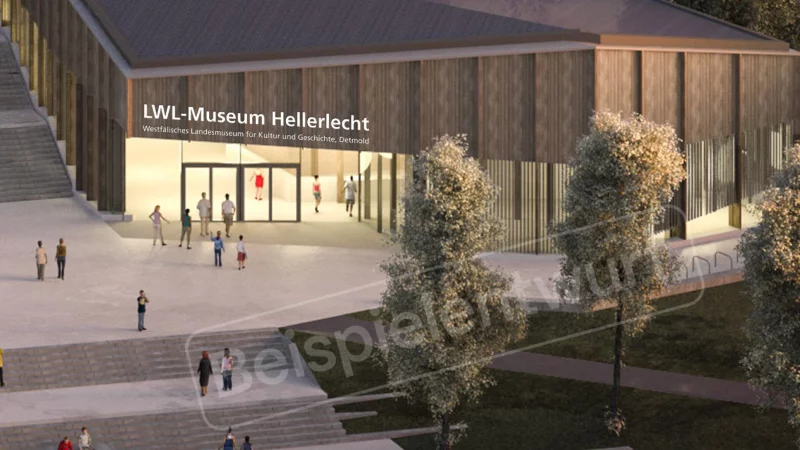 So oder ähnlich könnte der Schriftzug an dem neuen Eingangs- und Ausstellungsgebäude aussehen. - © Bildquelle: AVP Group, Bearbeitung: studio tülü