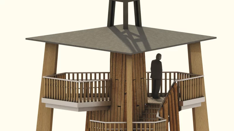 Ein Stahlkern w&uuml;rde die Stabilit&auml;t des 25 Meter hohen Aussichtsturmes garantieren, aber mit der Holzverkleidung soll er sich besser in die Waldumgebung einf&uuml;gen. - &copy; Fotorechte: Stadt Blomberg