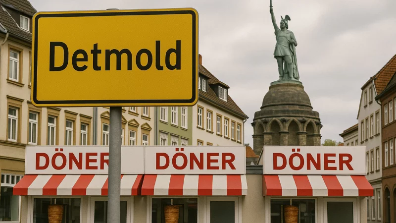 Viele Teilnehmer des „Lippe-Checks“ wünschen sich weniger Döner-Läden in der City, wie auf diesem KI-generierten Bild wohlgemerkt etwas übertrieben dargestellt, und stattdessen mehr Vielfalt. - © KI