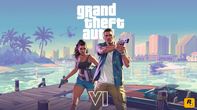 Lucia und Jason, das kriminelle Duo von GTA VI, vor der beeindruckenden Kulisse von Vice City. - &copy; Rockstar Games